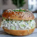 Chopped bagel sandwich ready to enjoy