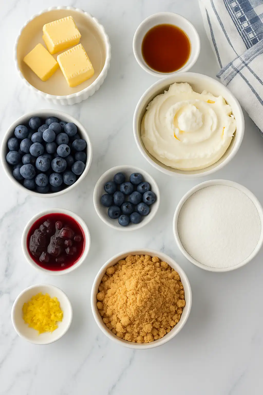 Ingredients for blueberry cheesecake dessert no bake