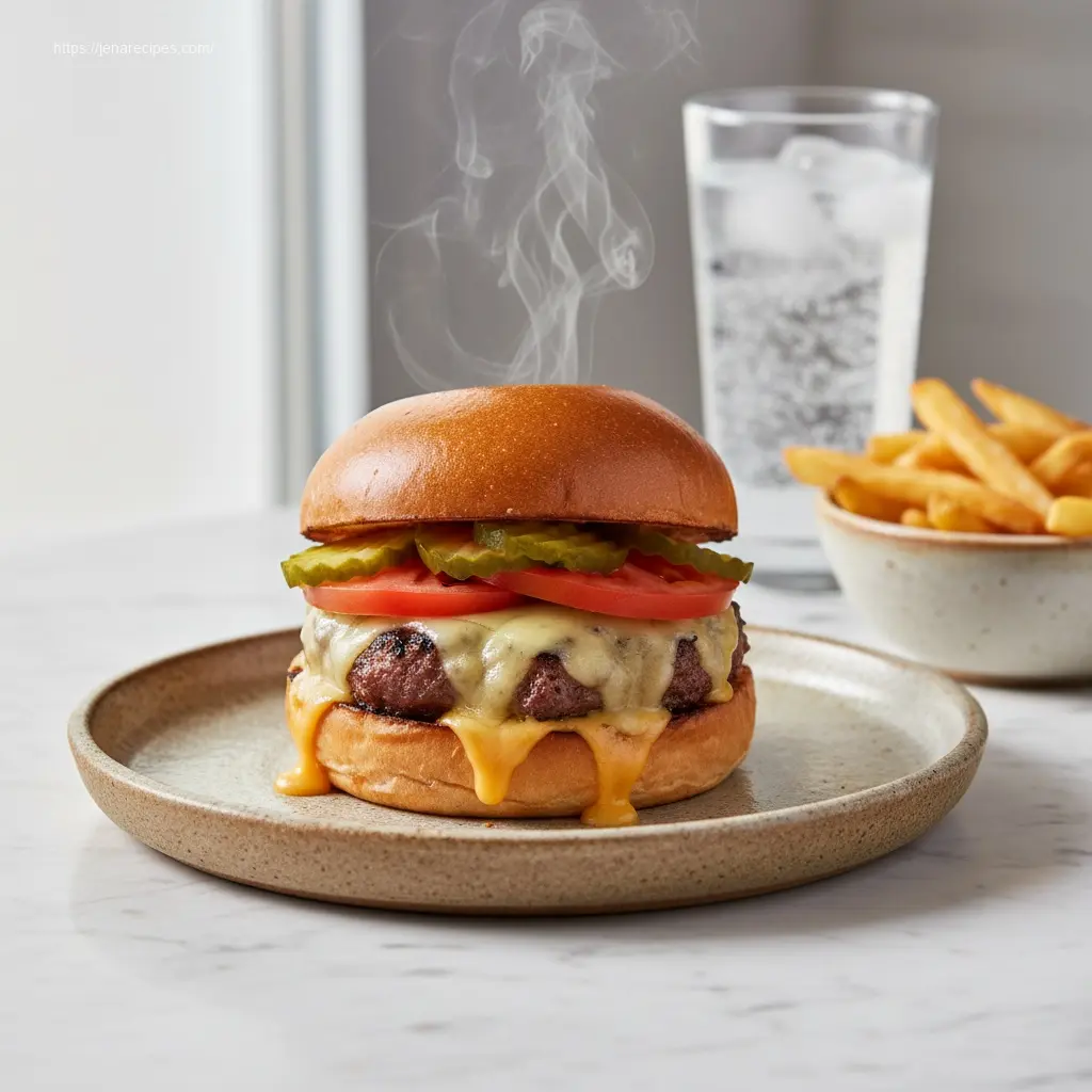 Appetizing Crack Burger with fries, a delightful meal.