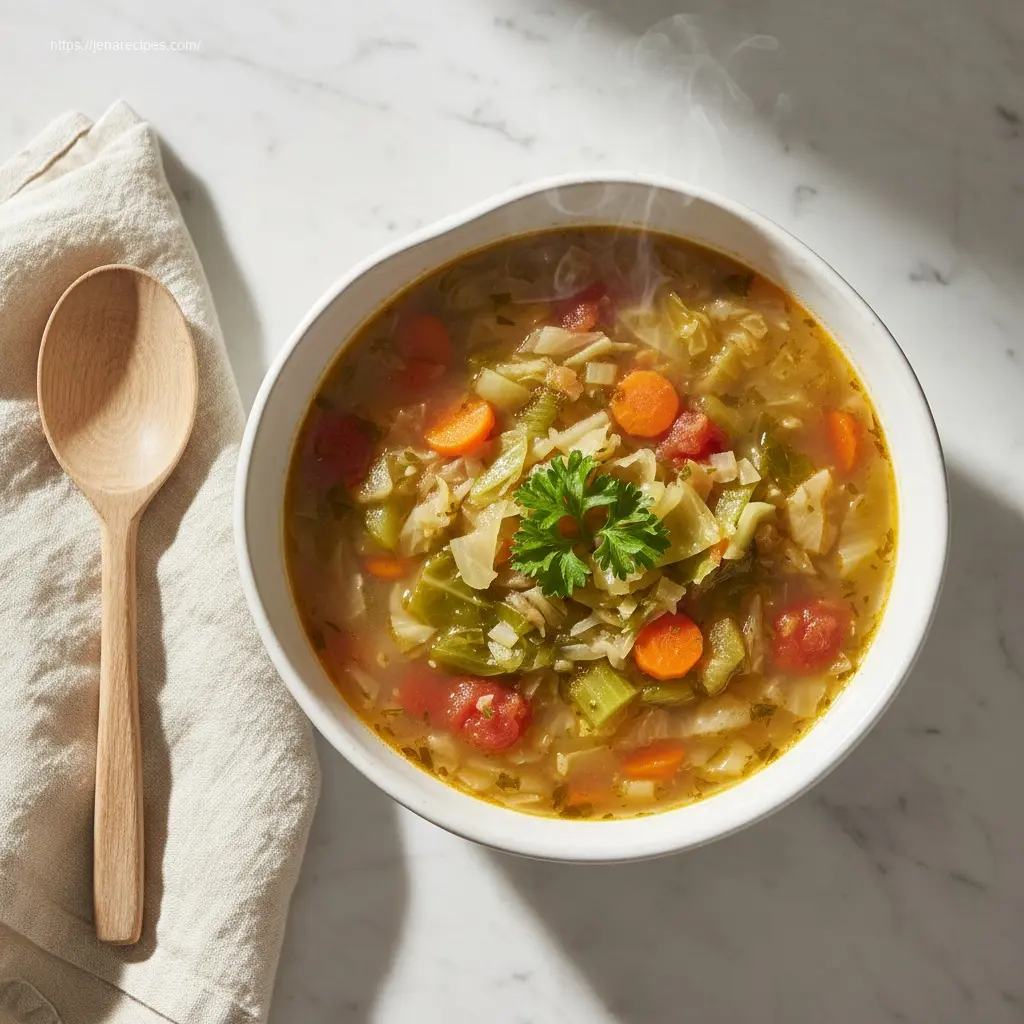 Delicious Weight Watchers Cabbage Soup, overhead view