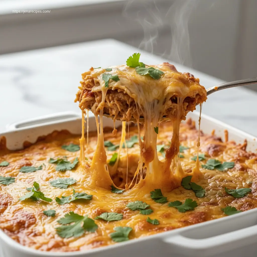 Spoonful of Crockpot Chicken Enchilada Casserole