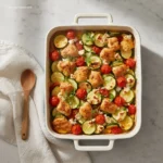 Delicious Mediterranean Chicken Zucchini Bake, perfect for dinner.