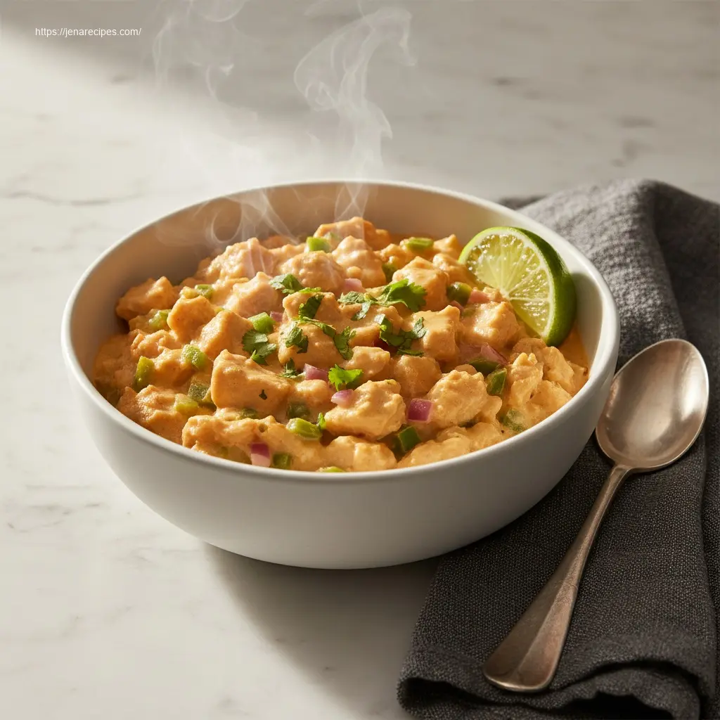 45-degree view of creamy Low Carb Chicken Casserole