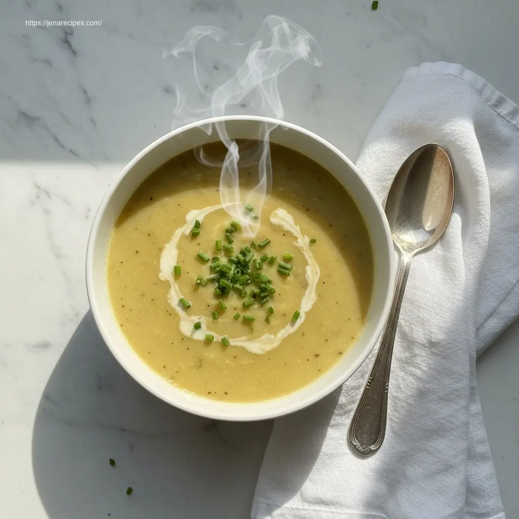 Creamy Cheddar Garlic Potato Soup with Herbs, a comforting soup.