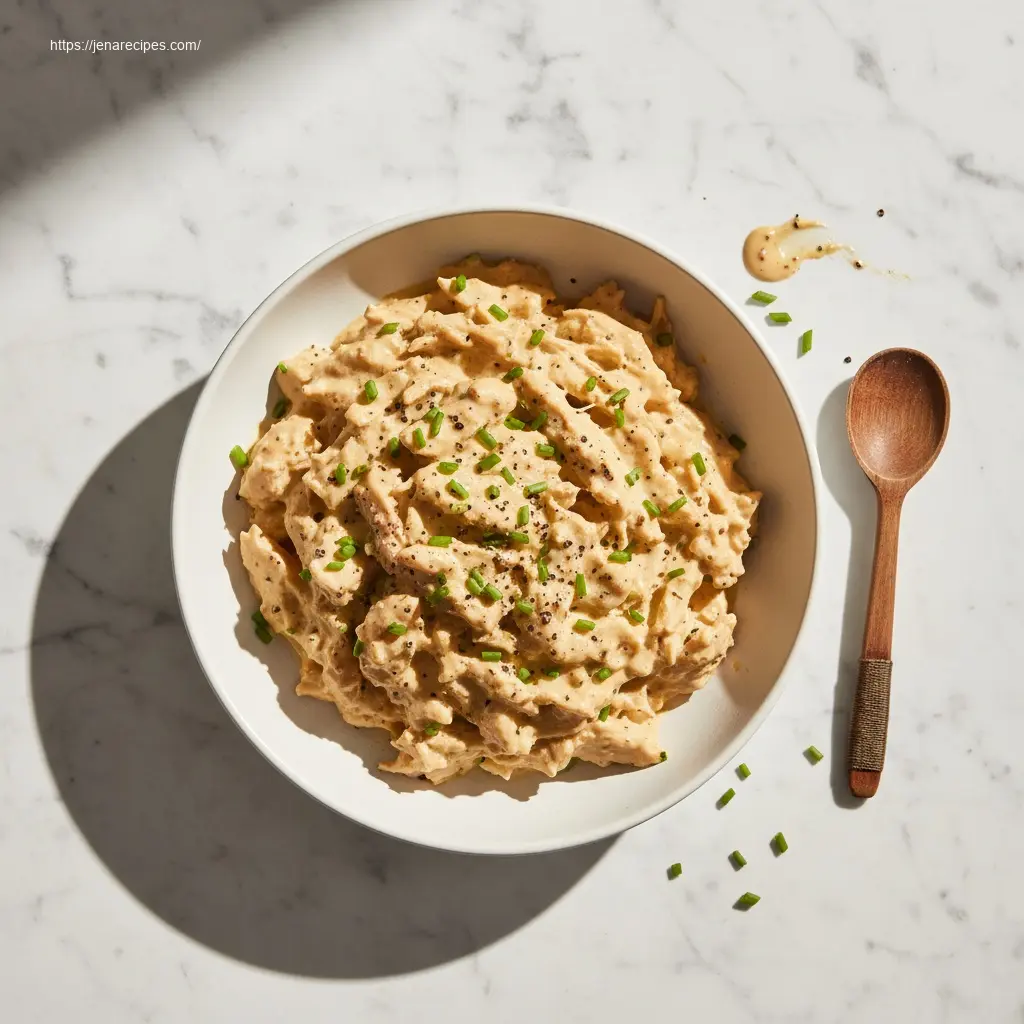 Delicious creamy crock pot ranch chicken, flat lay