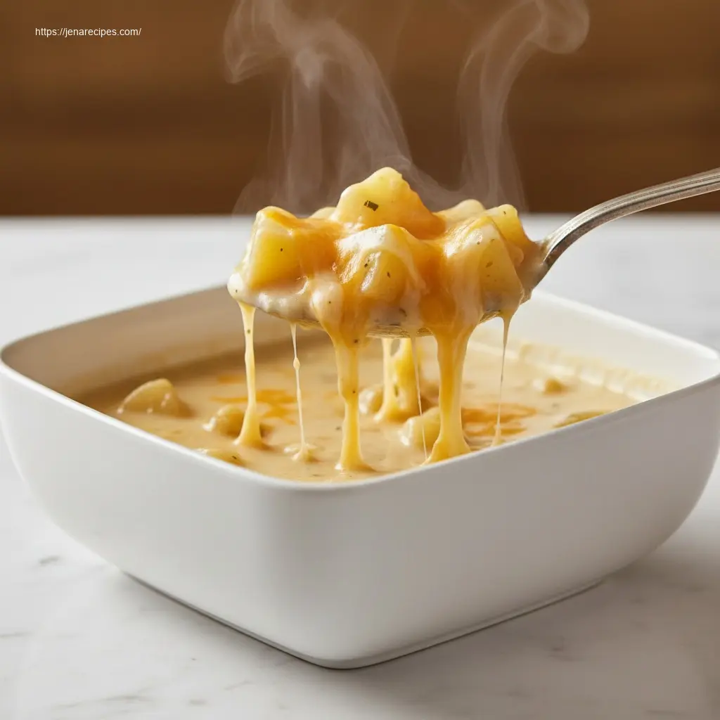 Spoonful of Hearty Cheddar Garlic Herb Potato Soup.