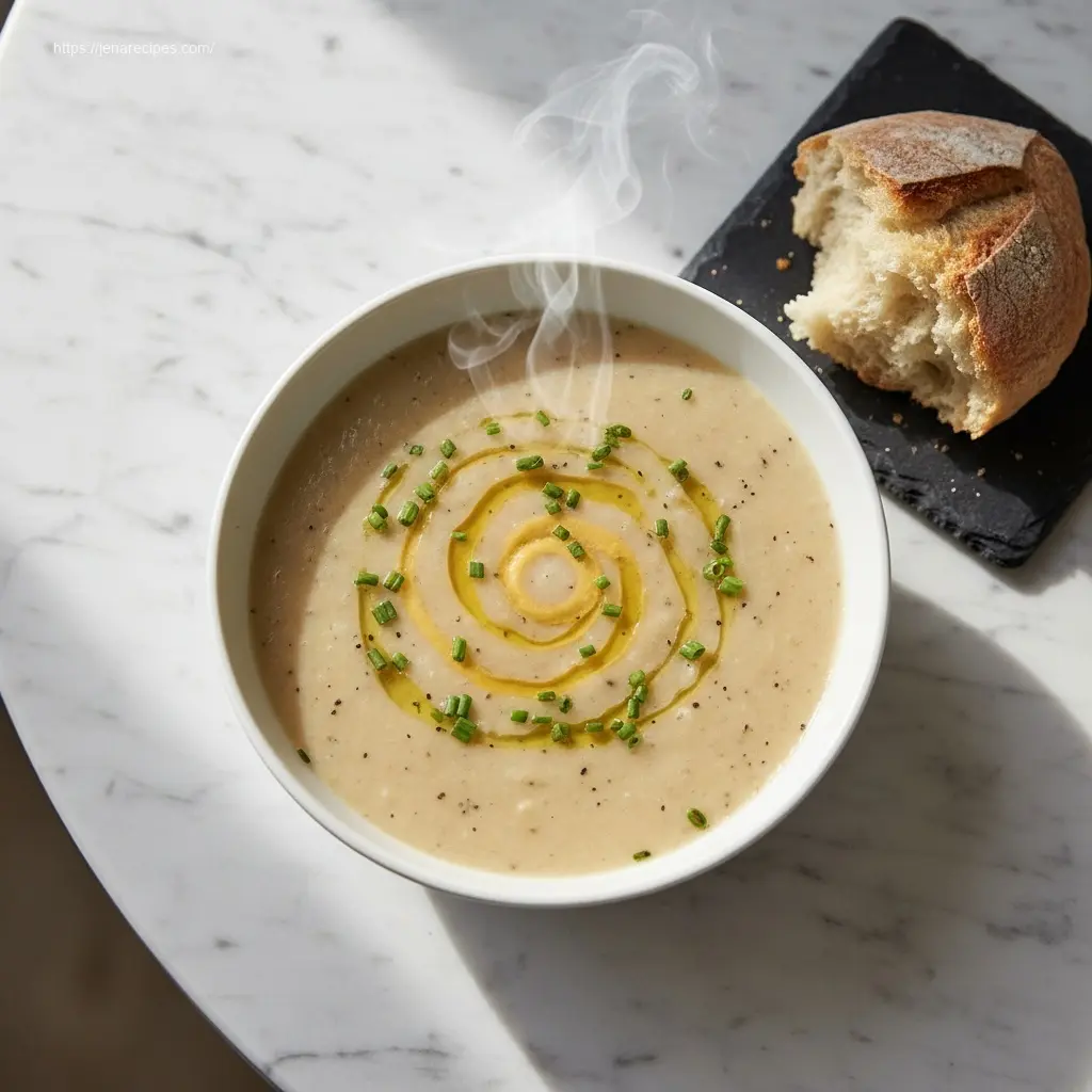 Creamy Garlic Herb Mashed Potato Soup with Cheddar Swirl