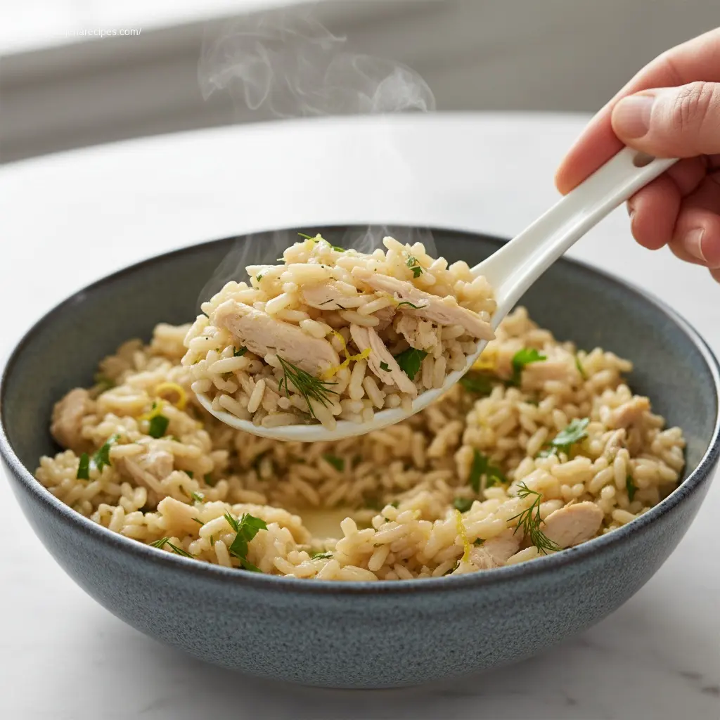 Spoonful of Slow Cooker Lemon Herb Chicken and Rice