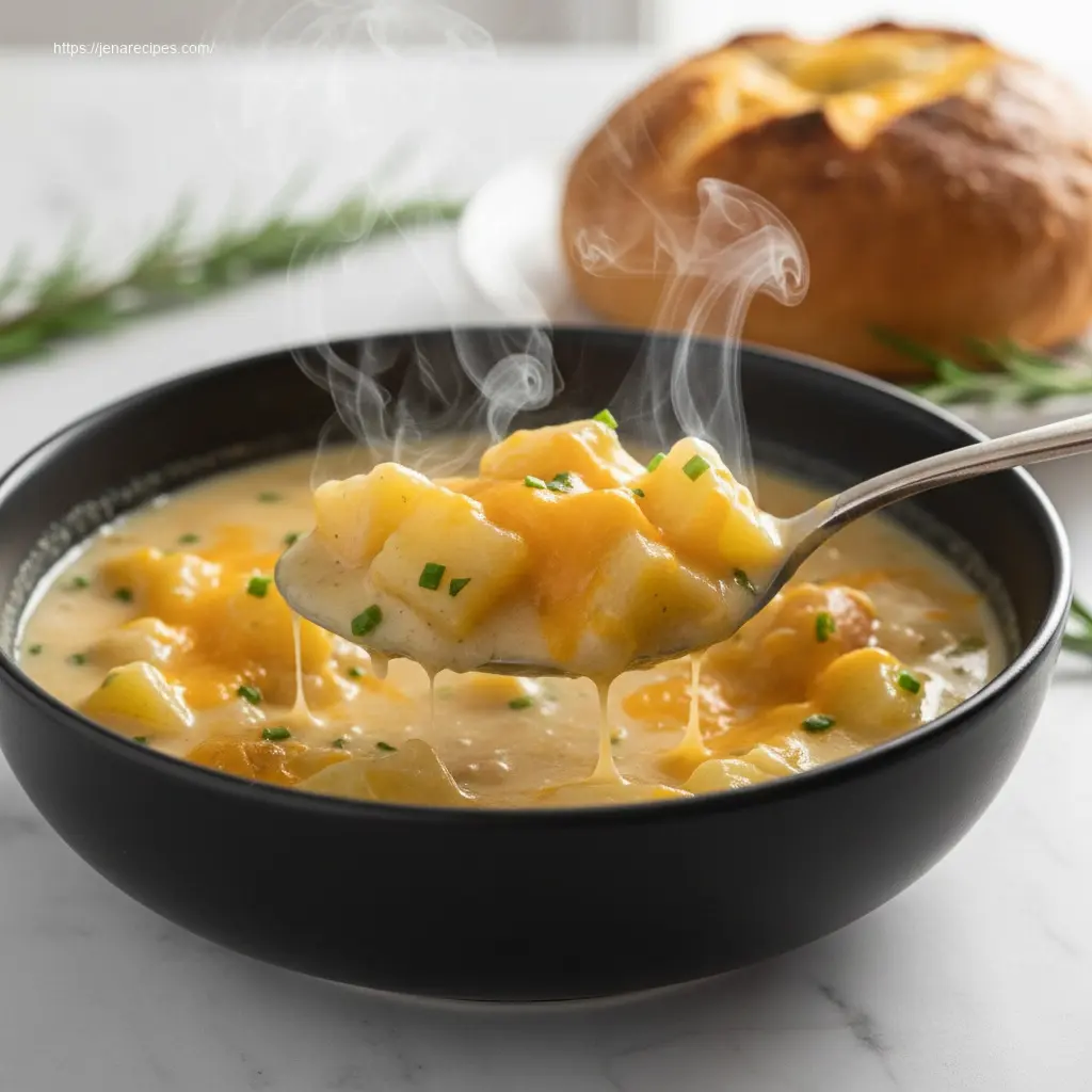 Spoonful of Hearty Cheddar Garlic Herb Potato Soup
