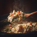 Delicious Slow Cooker Chicken Pot Pie, golden-crusted and steaming.