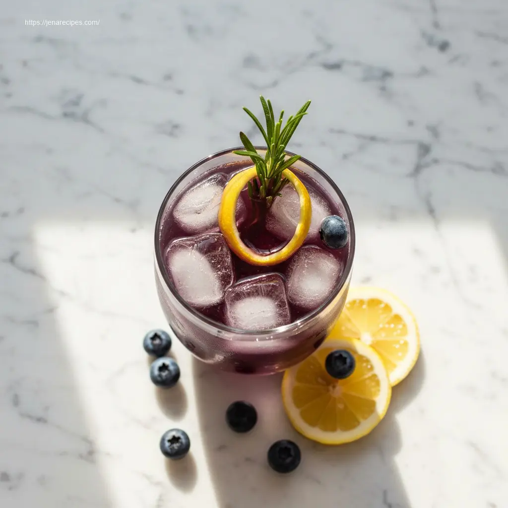 Refreshing Witches Brew Lemonade with lemon and rosemary garnish.