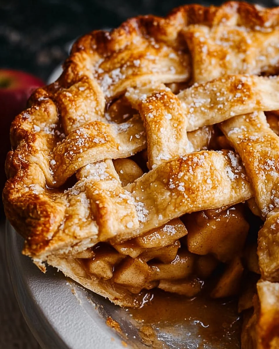 Freshly baked apple pie with flaky crust and cinnamon aroma