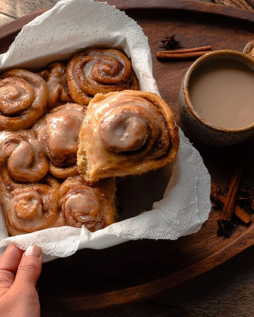 Delicious homemade chai cinnamon rolls with spices and frosting