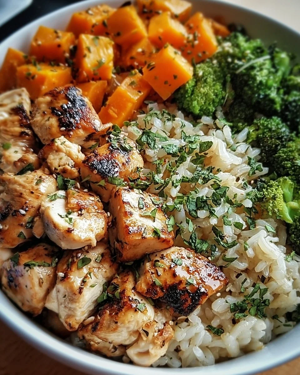 Chicken and sweet potato rice bowl, a quick and delicious meal option