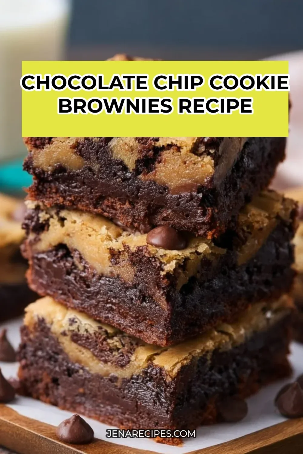 Chocolate chip cookie brownies recipe with gooey chocolate and cookie layers