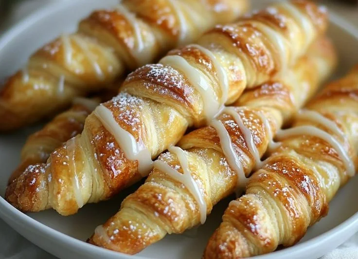 Deliciously twisted Cinnamon Crescent Rolls ready to be served.