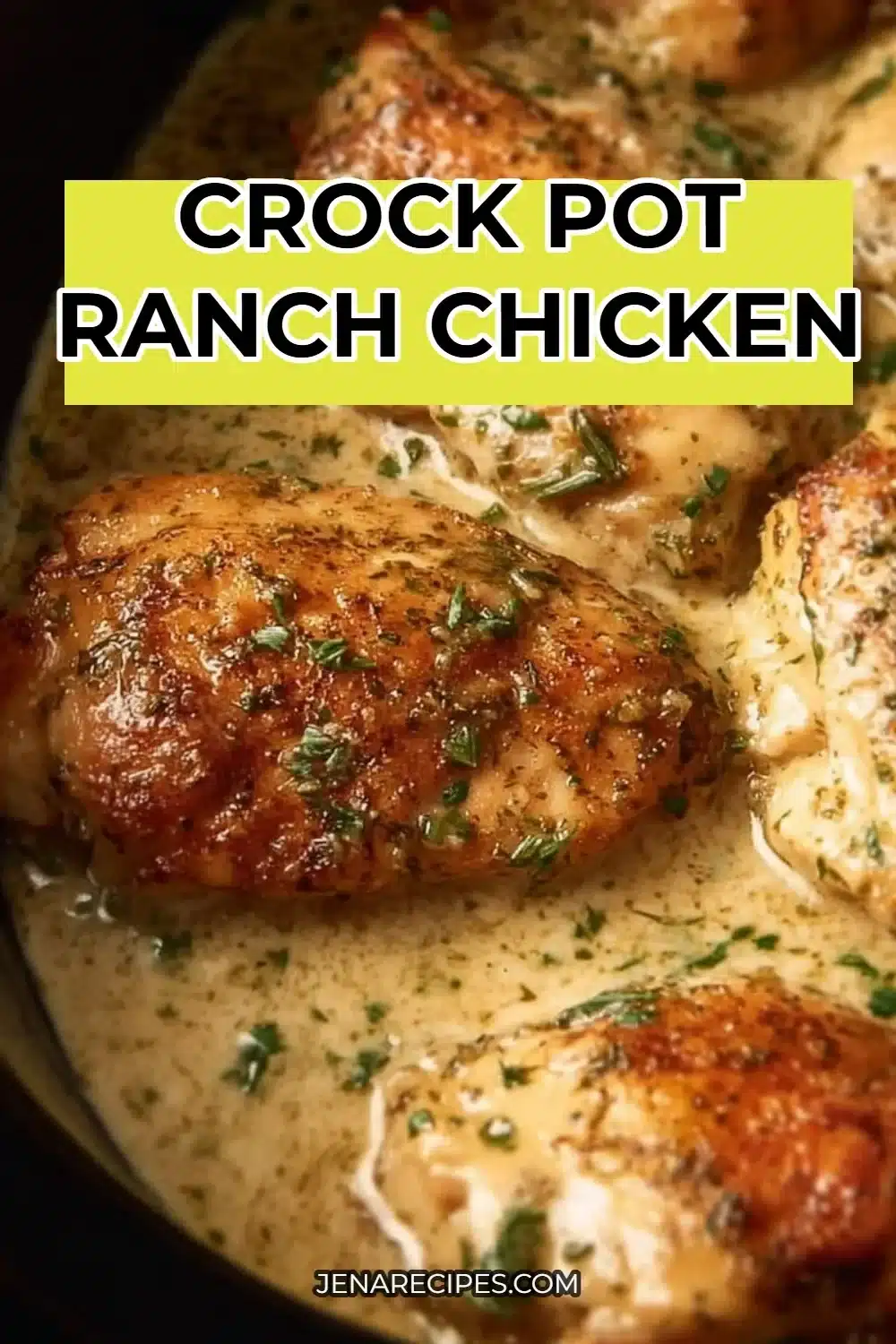 Crock Pot ranch chicken dish served with sides in a cozy kitchen setting