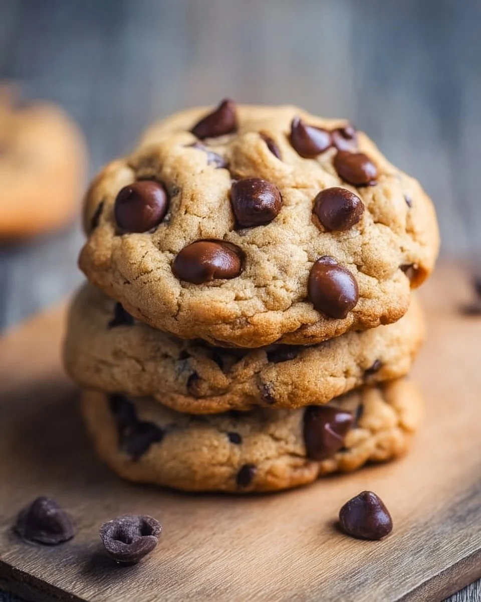 Delicious easy peanut butter chocolate chip cookies displayed on a plate