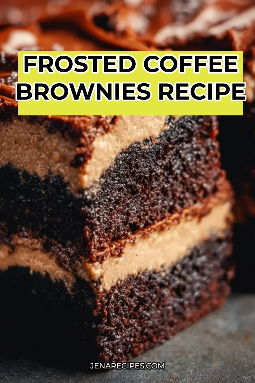 Delicious frosted coffee brownies topped with rich chocolate frosting