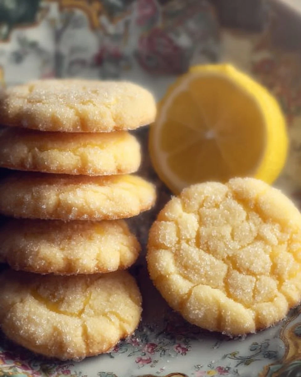 Freshly baked lemon sugar cookies with a soft, zesty texture