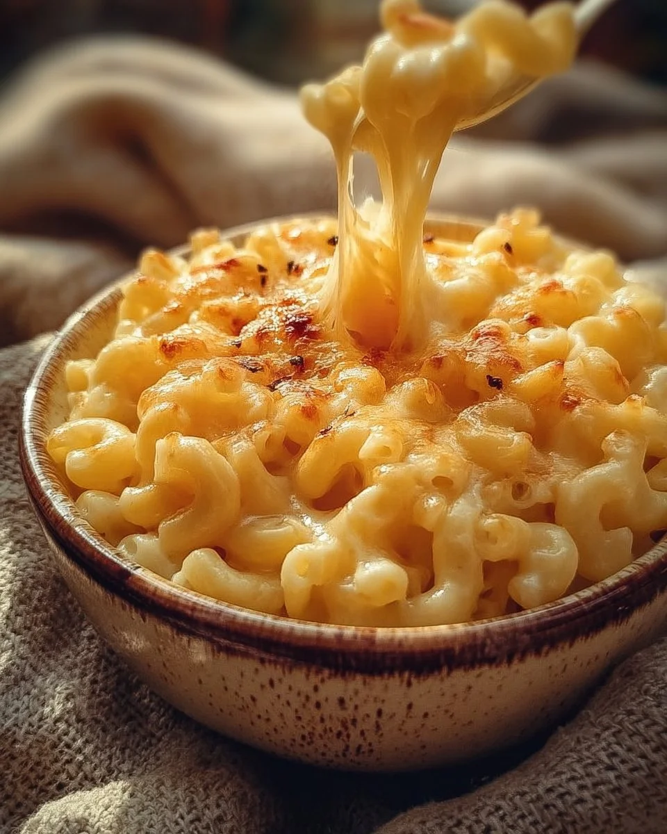 Deliciously creamy Mac and Cheese served in a bowl topped with parsley
