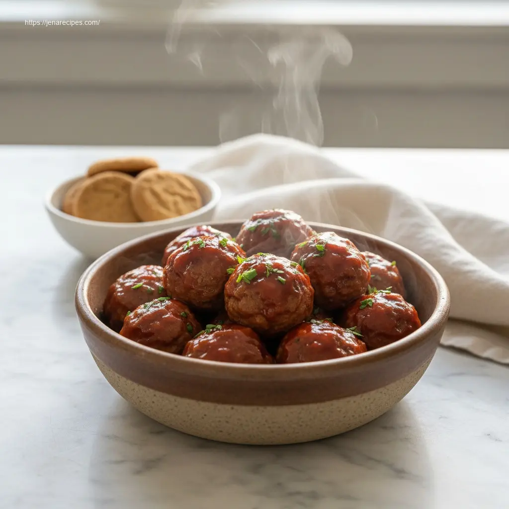 Homemade sweet and sour meatballs with ginger snaps