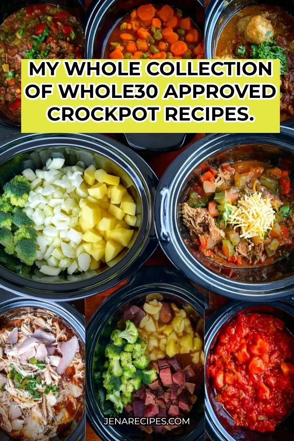 Collection of Whole30 approved crockpot recipes for easy meal prep
