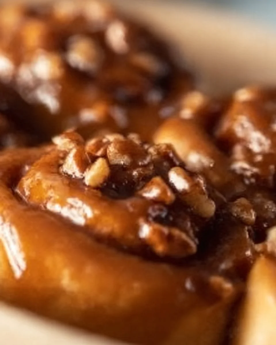 Delicious old-fashioned caramel rolls with gooey caramel topping