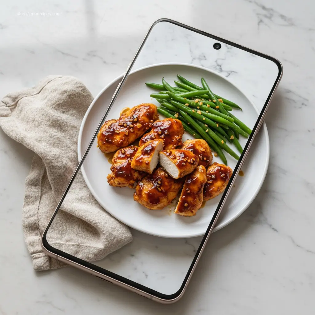 Oven baked teriyaki chicken breast, vibrant and delicious.