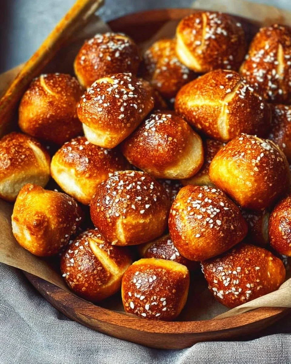 Delicious homemade pretzel bites served with mustard dip