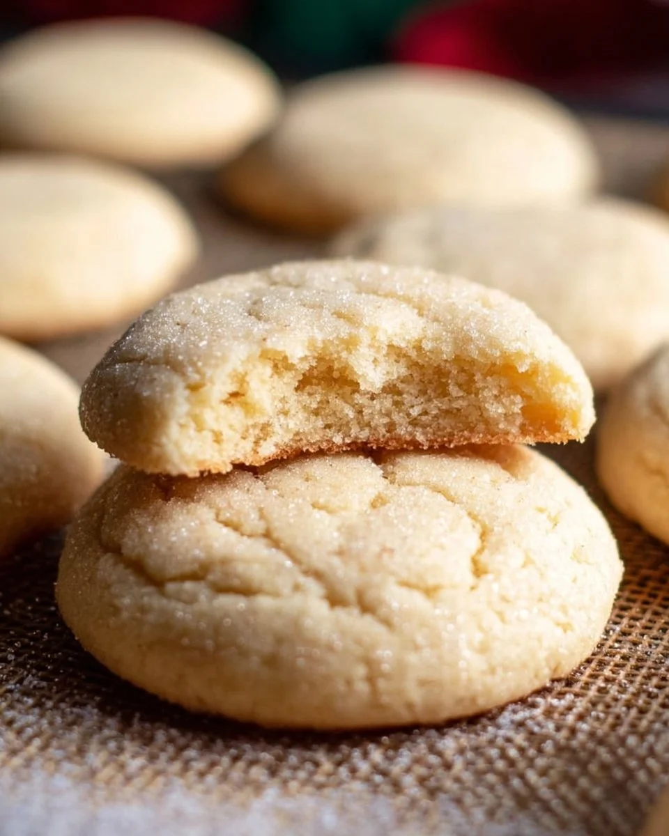 Freshly baked soft and chewy sugar cookies on a cooling rack