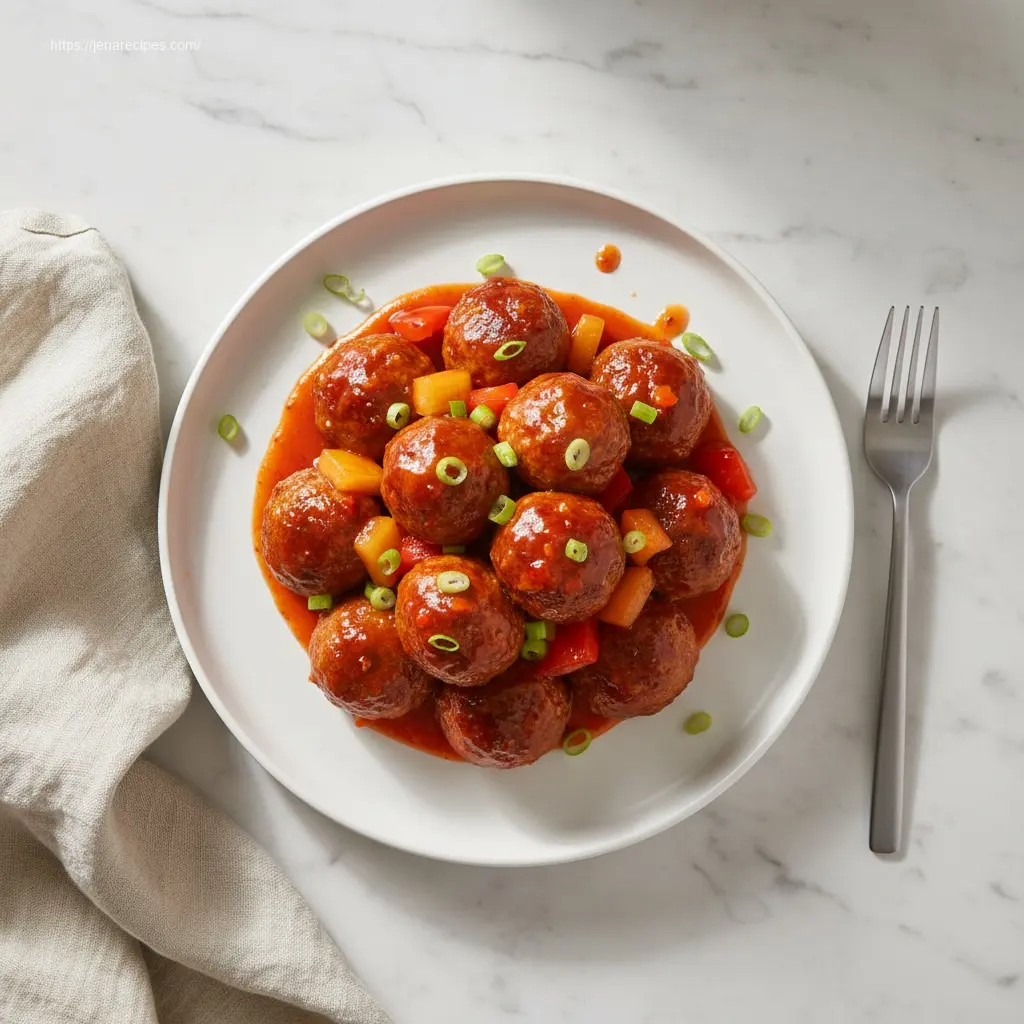 Delicious Sweet &amp; Sour Meatballs with pineapple
