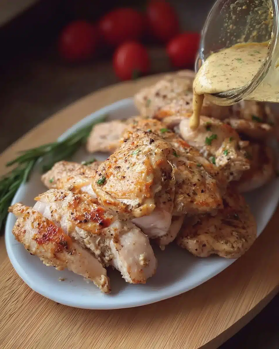 Yogurt marinated chicken cooked to perfection with herbs and spices.