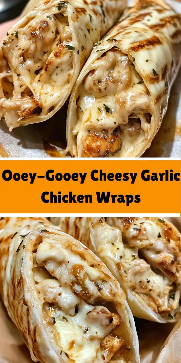 Ooey-Gooey Cheesy Garlic Chicken Wraps