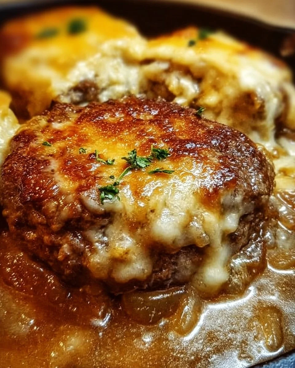Amish Hamburger Steak Bake with flavorful gravy and tender meat
