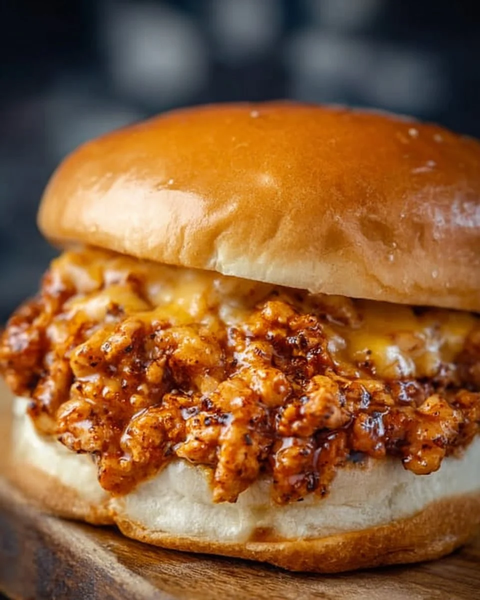 Cajun Chicken Sloppy Joes served on a bun with fresh ingredients