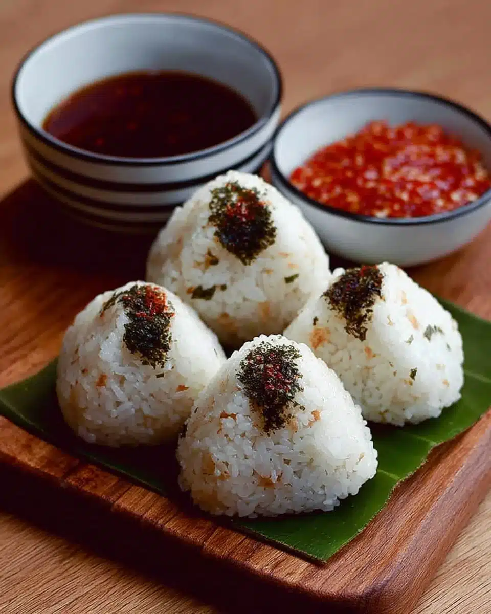 Delicious homemade Chicken Rice Balls served with dipping sauce.