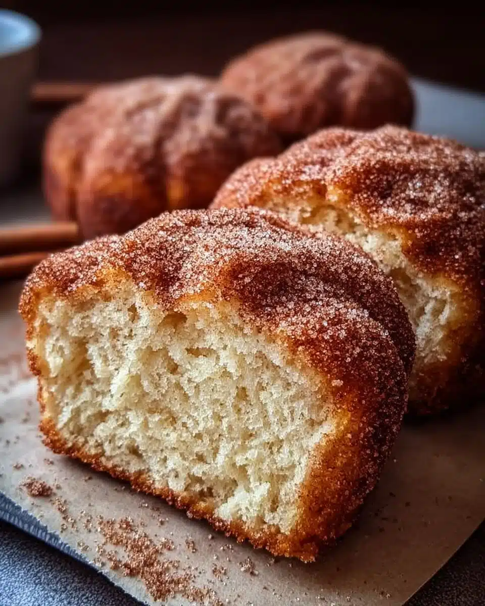 Delicious cinnamon donut bread served on a plate, fresh from the oven.