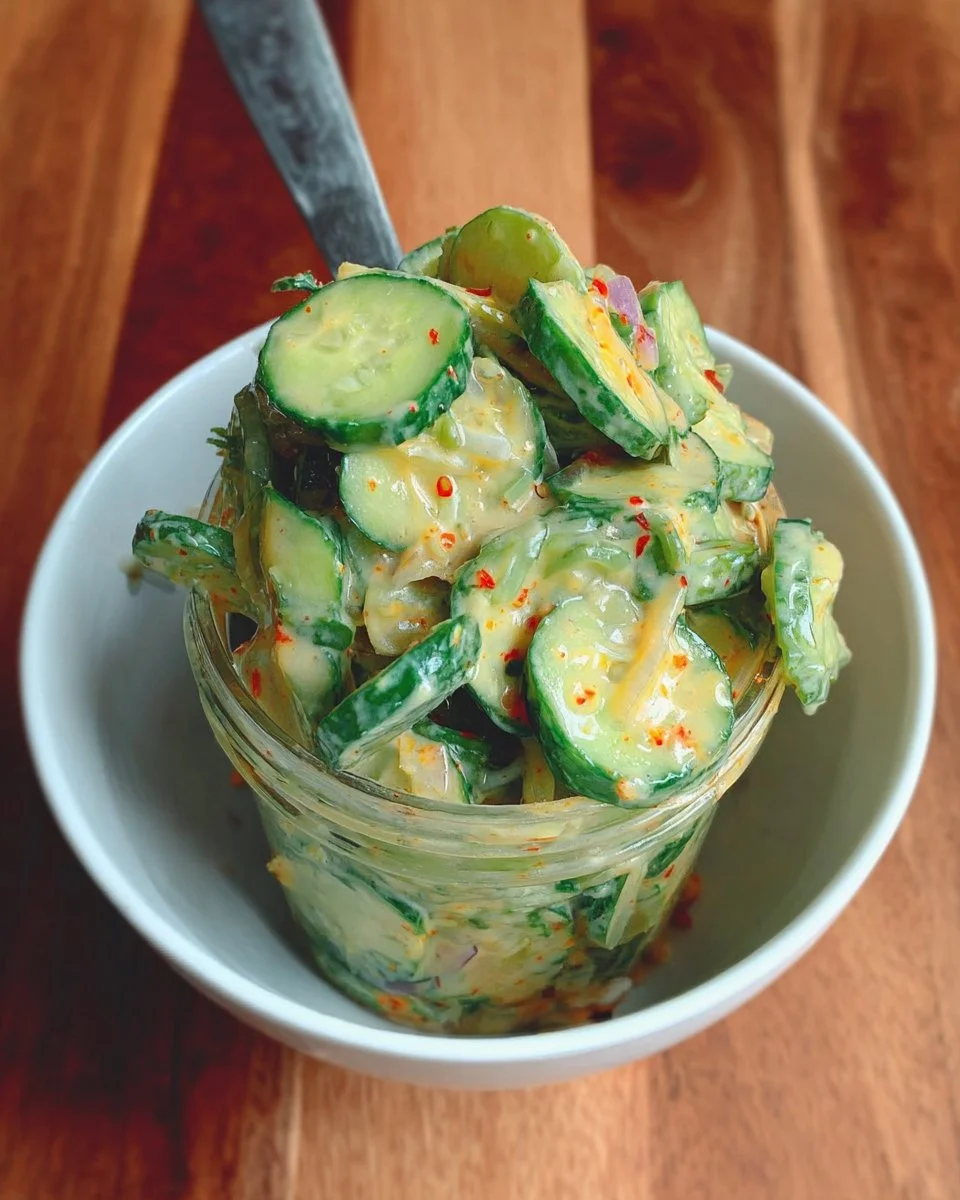 Creamy Asian Cucumber Salad with vibrant vegetables and a delicious dressing