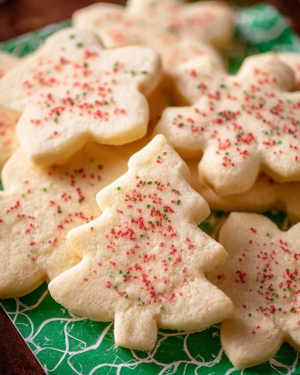 Baked easy cut out sugar cookies decorated with icing and sprinkles