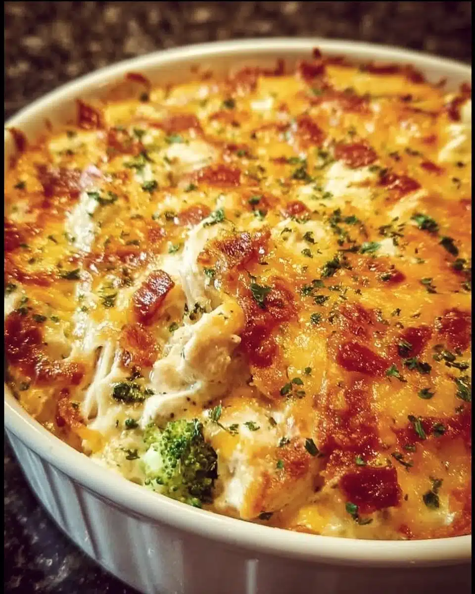 Easy low carb chicken casserole dish served on a plate