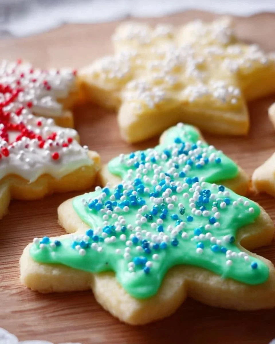 Easy sugar cookie icing on a freshly baked cookie