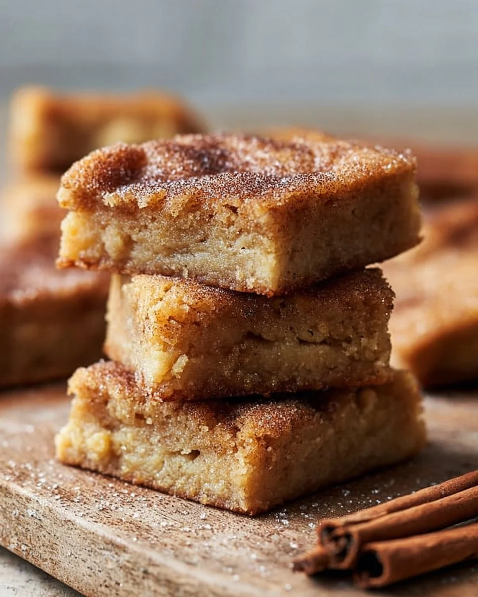 Delicious honey cinnamon blondies dessert on a wooden table
