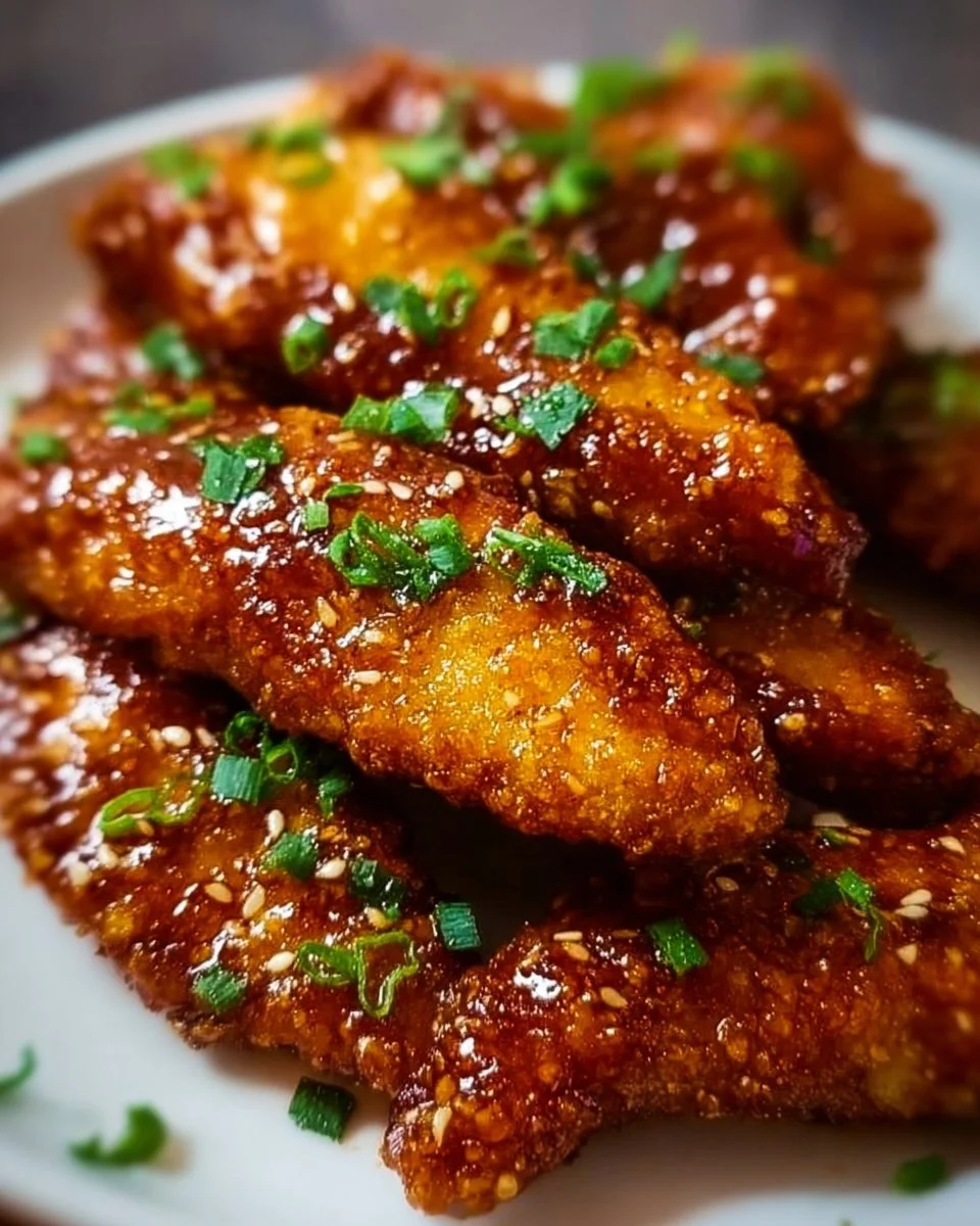 Honey Garlic Chicken Tenders served with a side of vegetables