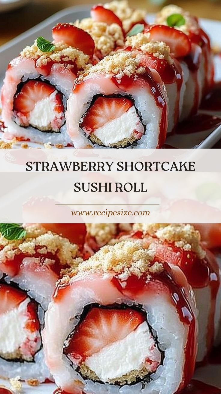 Creative & Cute Strawberry Shortcake Sushi Roll Dessert