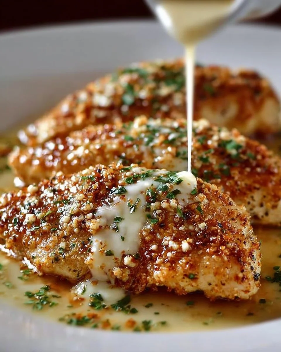 Delicious Longhorn Steakhouse Parmesan Chicken served with herbs and cheese