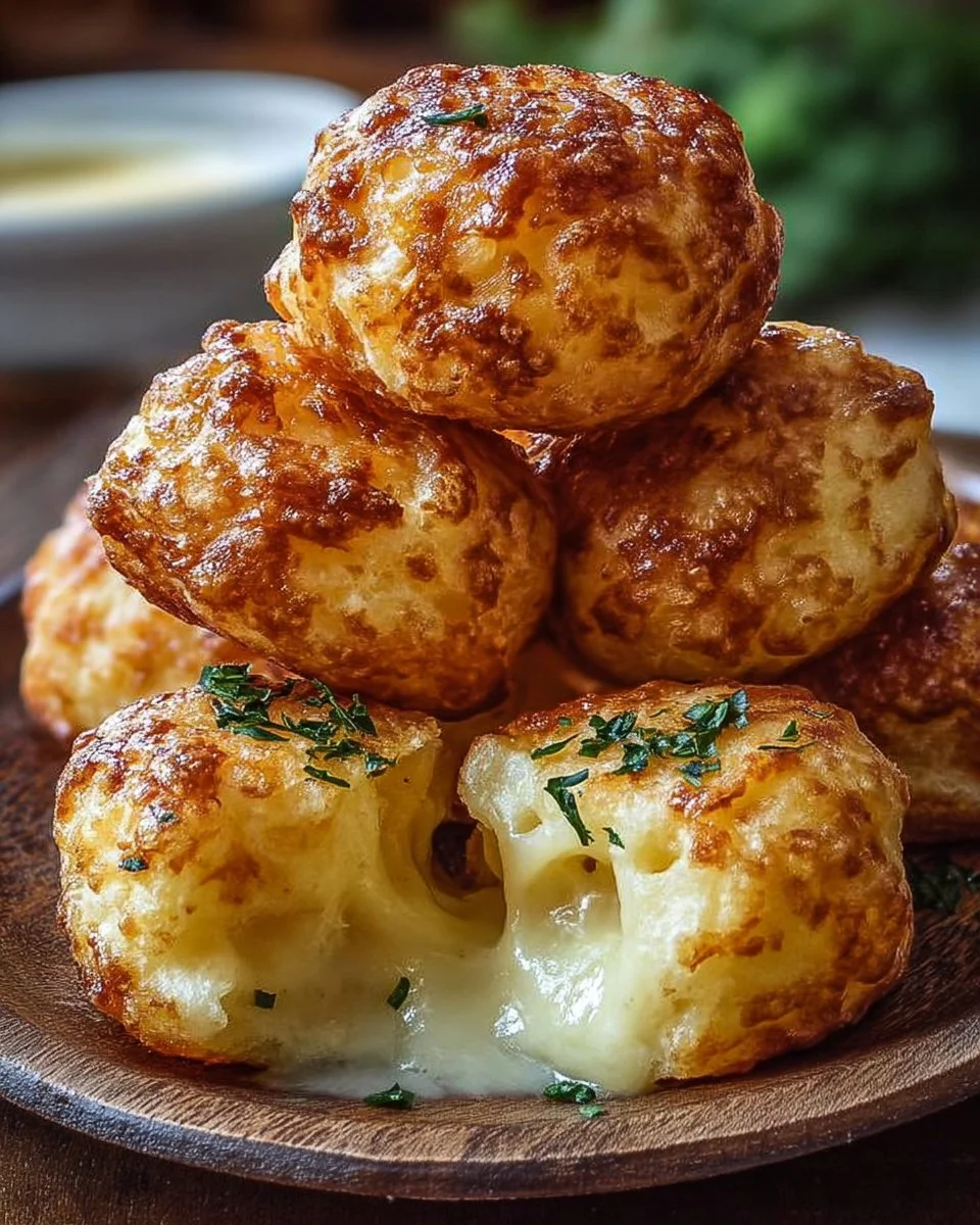 Delicious homemade mashed potato cheese puffs for a cheesy snack.