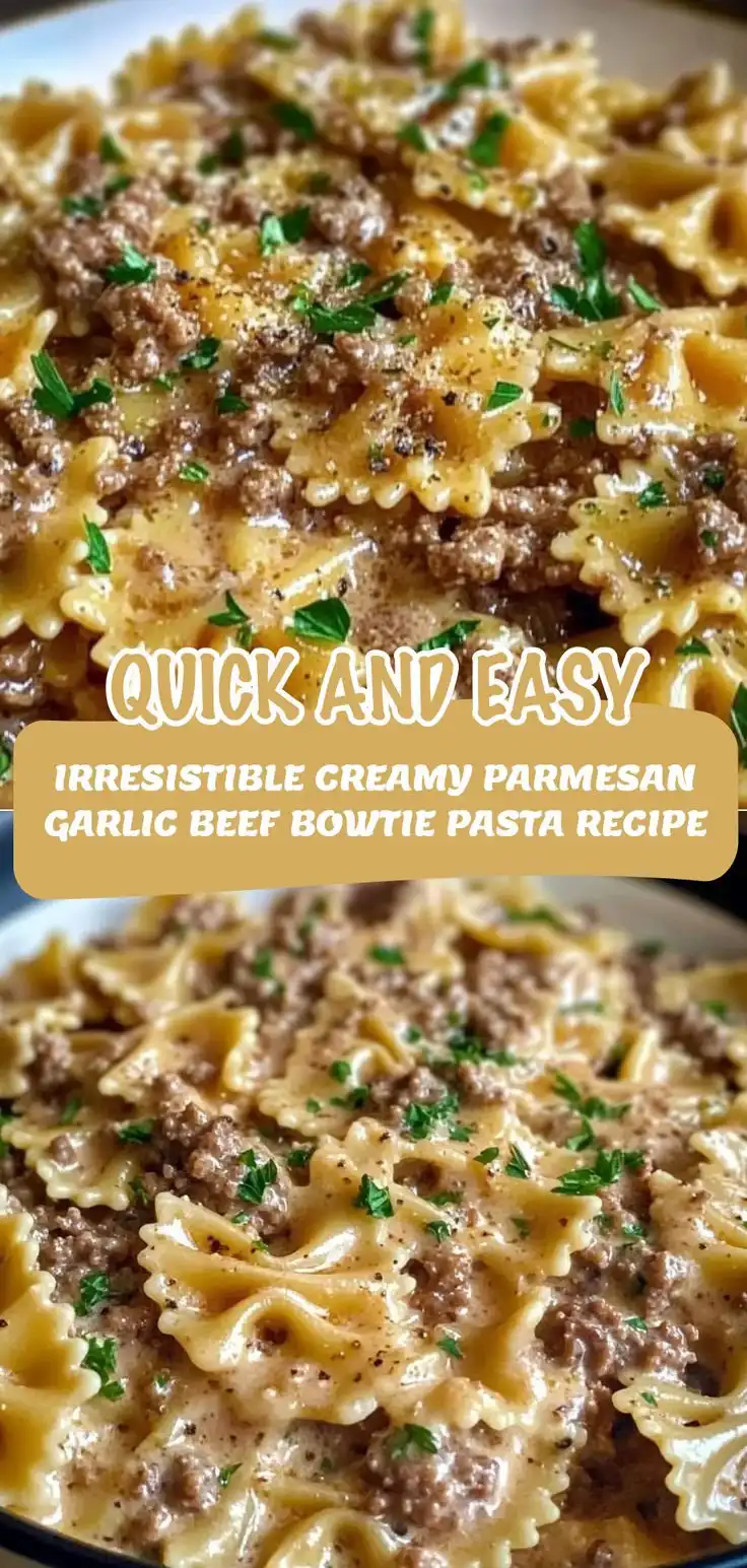 Creamy Parmesan Garlic Beef Bowtie Pasta