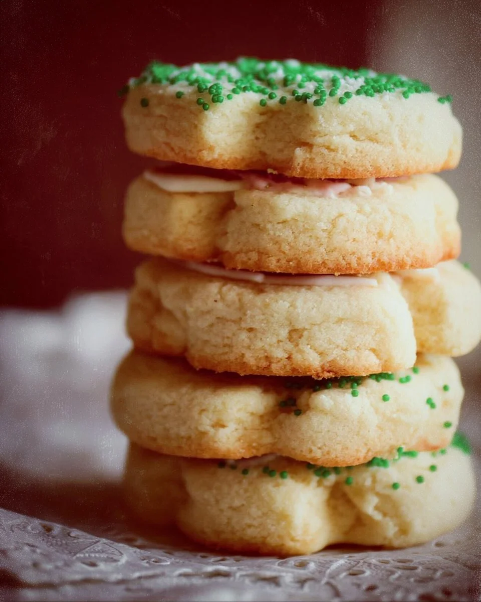 Delicious secret ingredient sugar cookies on a baking tray.