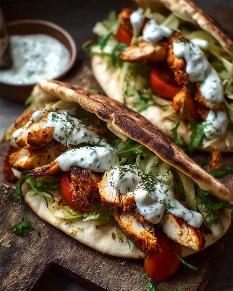 Delicious Sheet Pan Chicken Pitas with Herby Ranch ready to serve